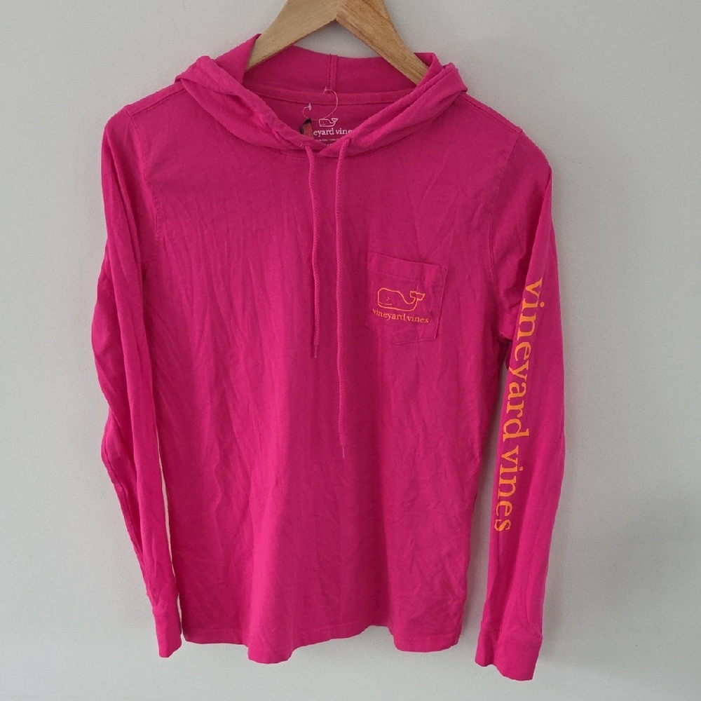 NWT Vineyard Vines Pink Cotton Long Sleeve Hooded Shirt